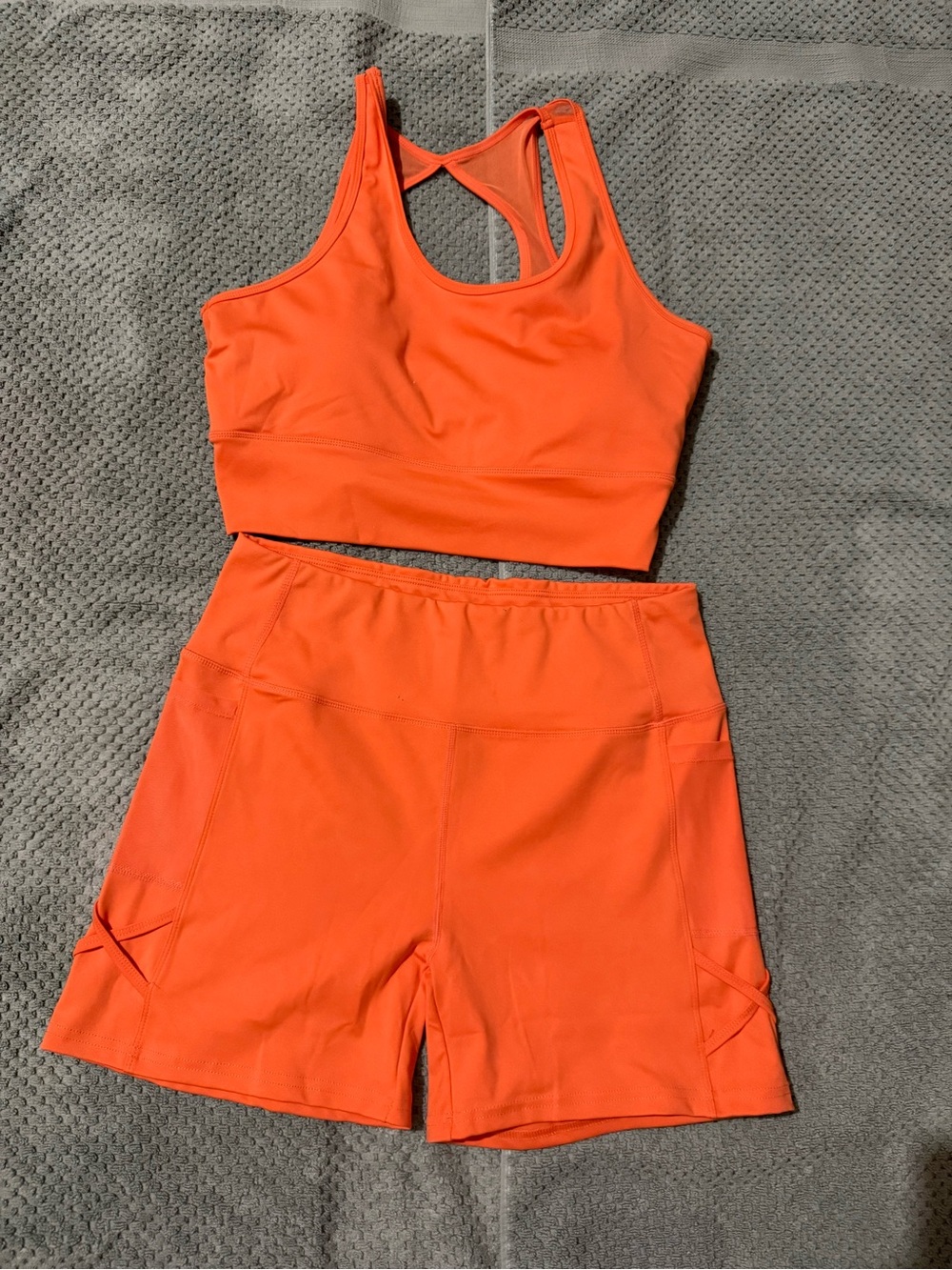 Women's Orange Athletic Bike Shorts - Brand Not Visible